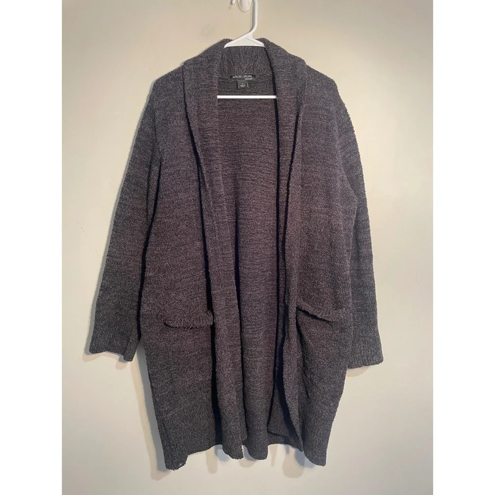 Barefoot Dreams Gray‎ CozyChic Knit Open Front Cardigan Size Large Cozy Lounge